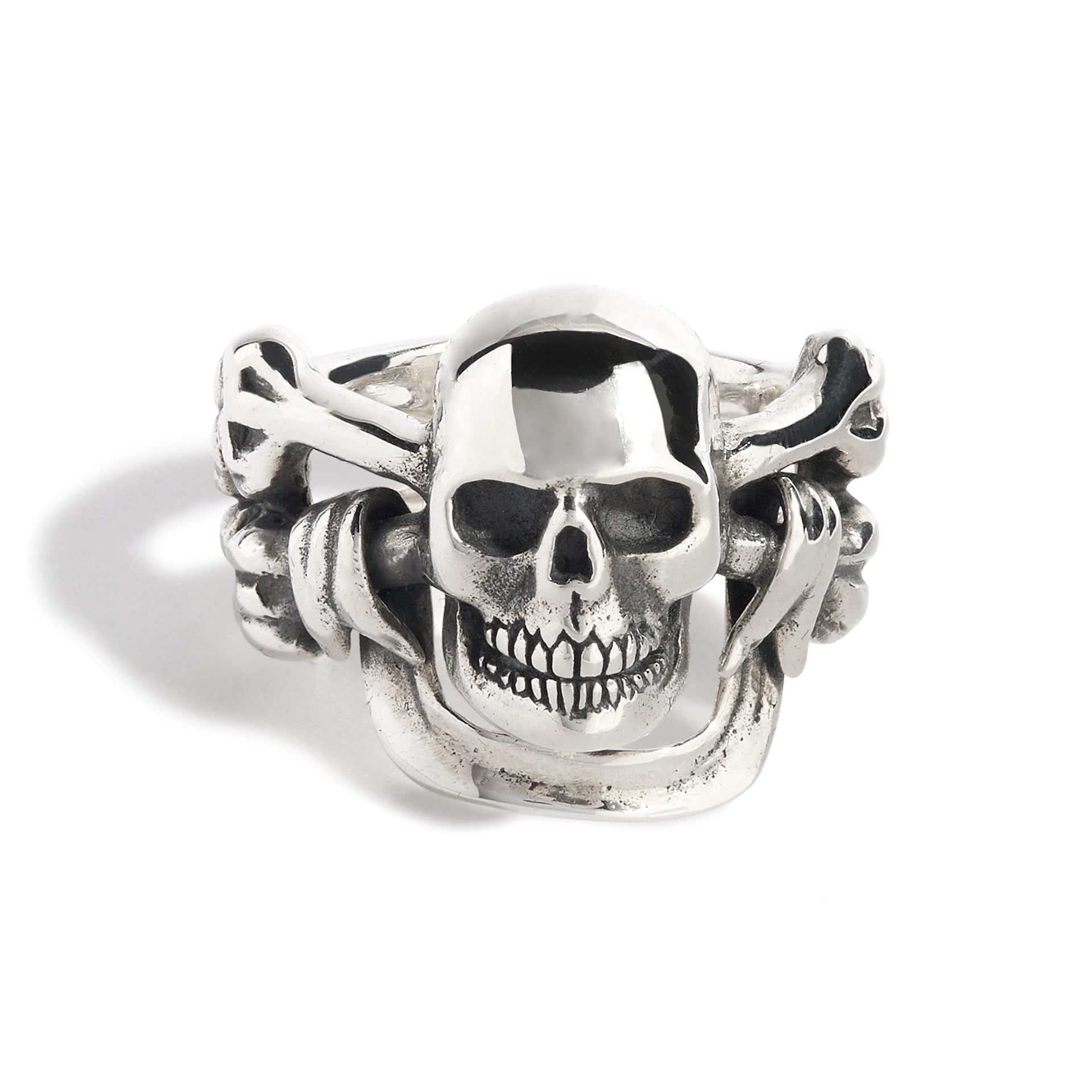 Skull & Crossbones with Silver Banner Ring – The Great Frog London