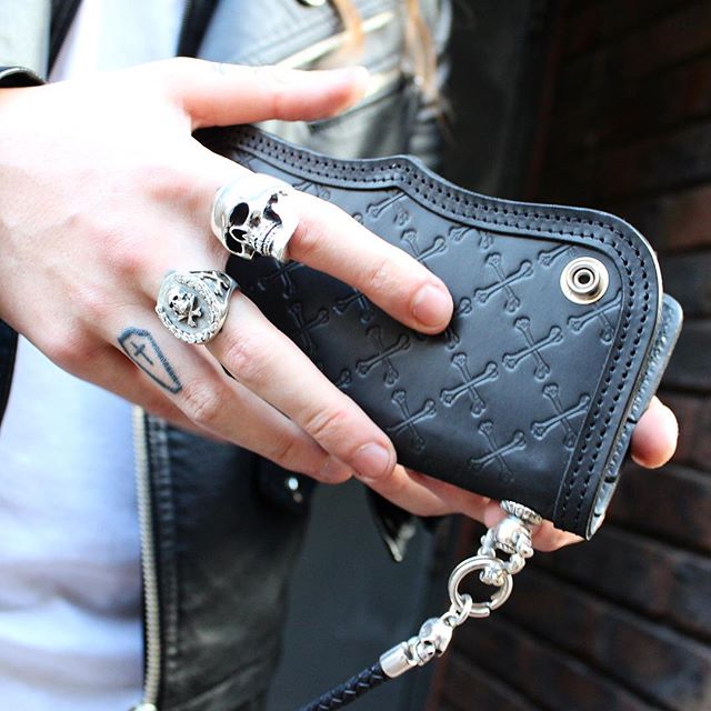 Leather Monogram Biker Wallet