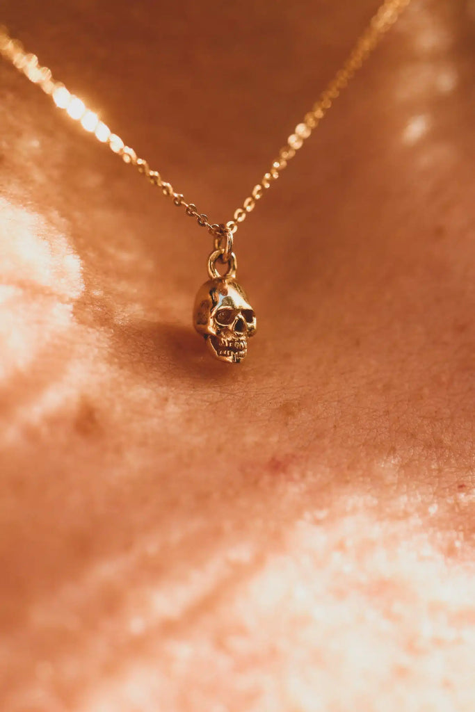 Solid 18ct Gold Micro Anatomical Skull Pendant and Chain