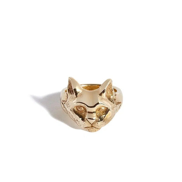 Solid 9ct Gold Cat Ring