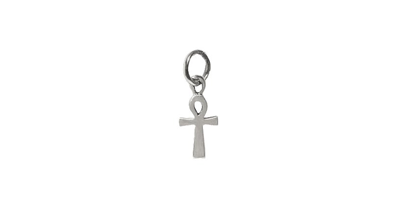 Xanadu Designs Egyptian Ankh Cross Charm & Aurora Borealis European Bead – Silver Plate