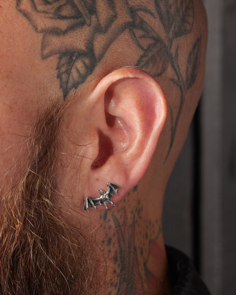 Silver Bat Earring (Single)