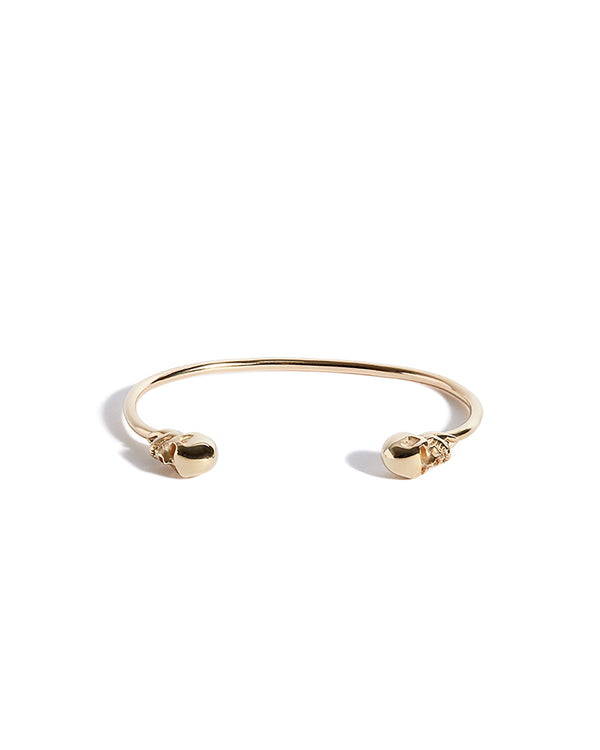 Solid 9ct Gold Thin Skulls Bangle