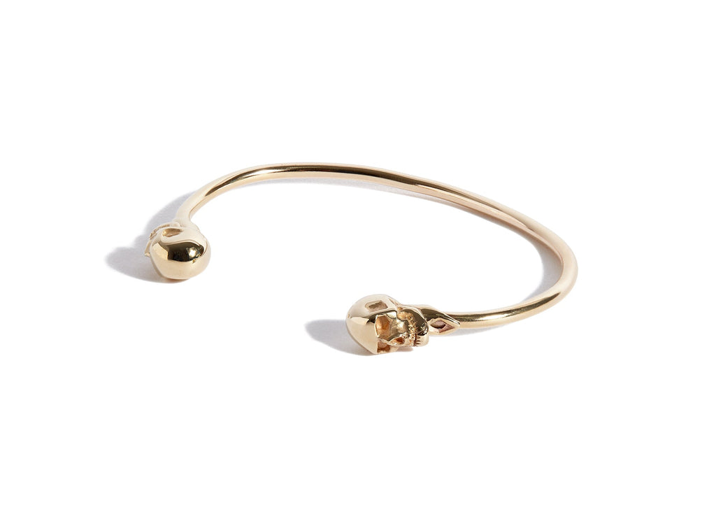 Solid 9ct Gold Thin Skulls Bangle