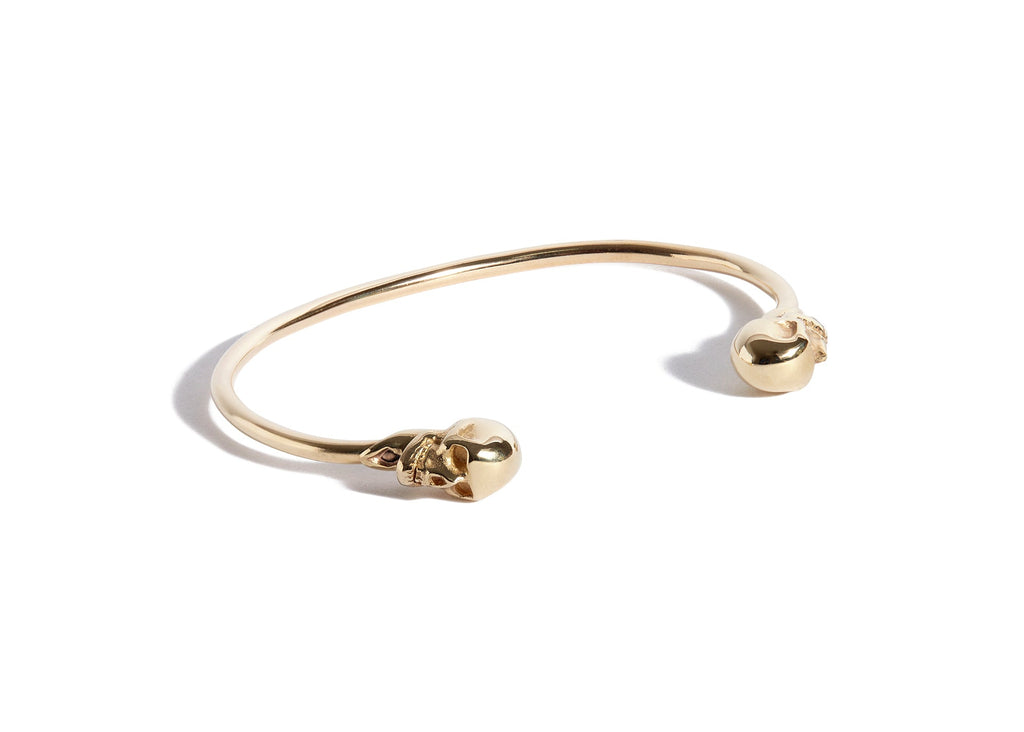 Solid 9ct Gold Thin Skulls Bangle