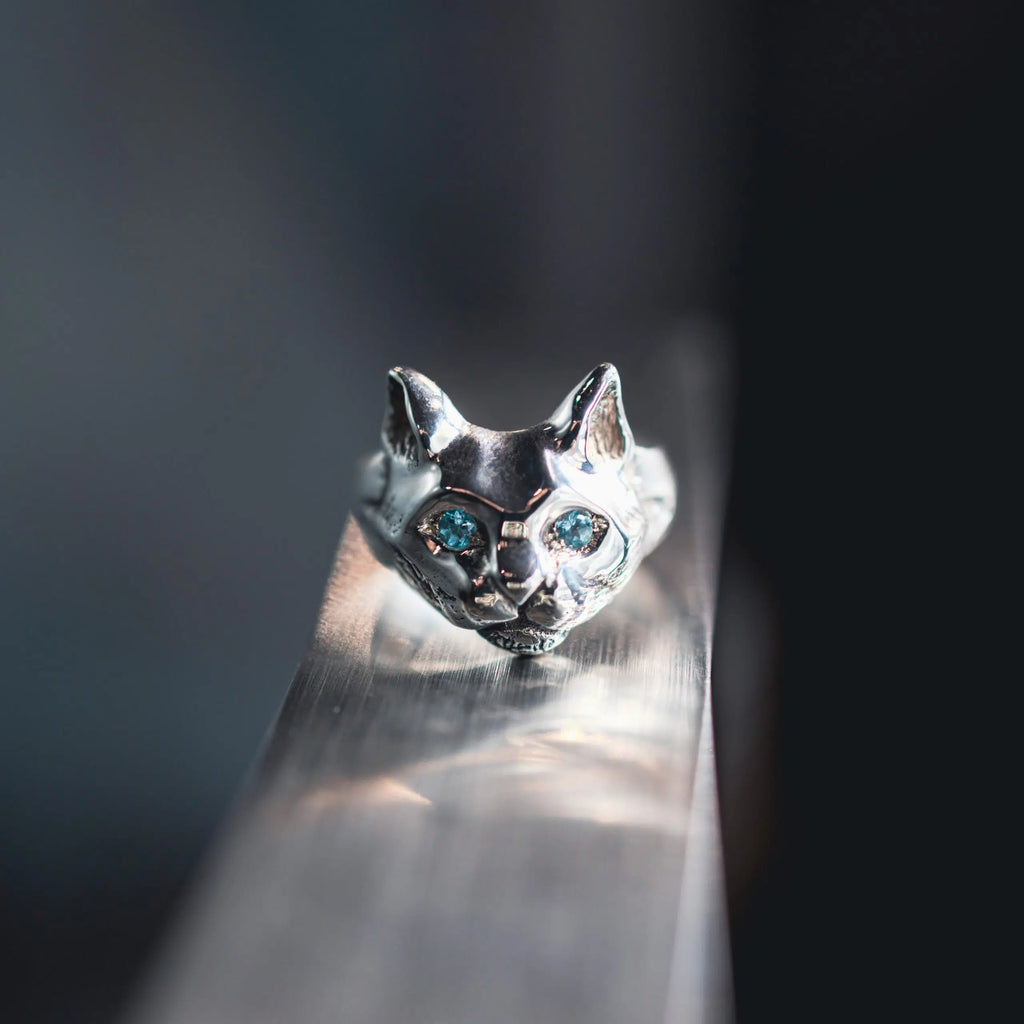 Cat Ring with Topaz Eyes