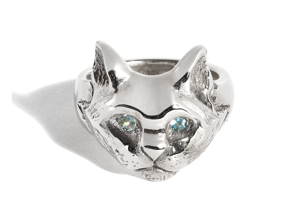 Cat Ring with Topaz Eyes