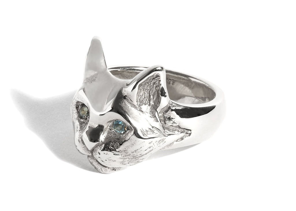 Cat Ring with Topaz Eyes