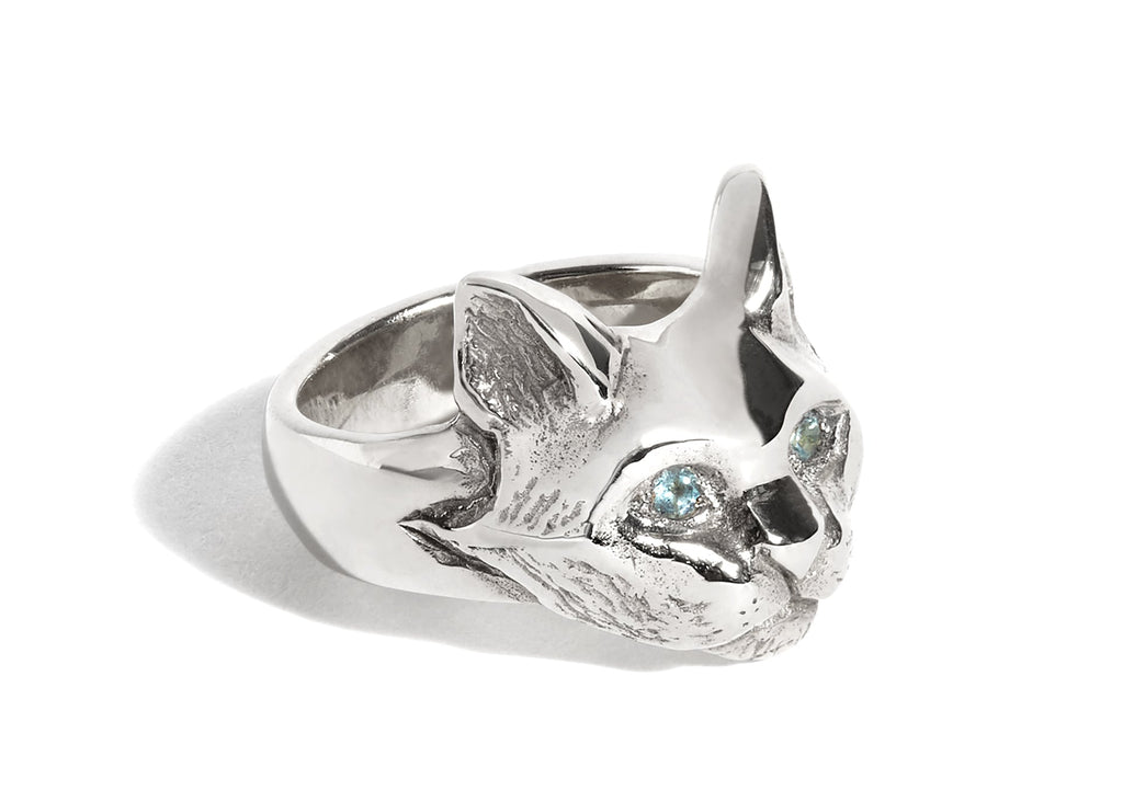 Cat Ring with Topaz Eyes