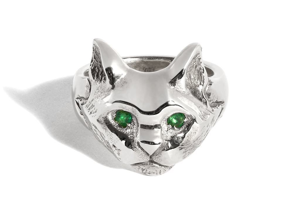 Cat Ring with Emerald Eyes