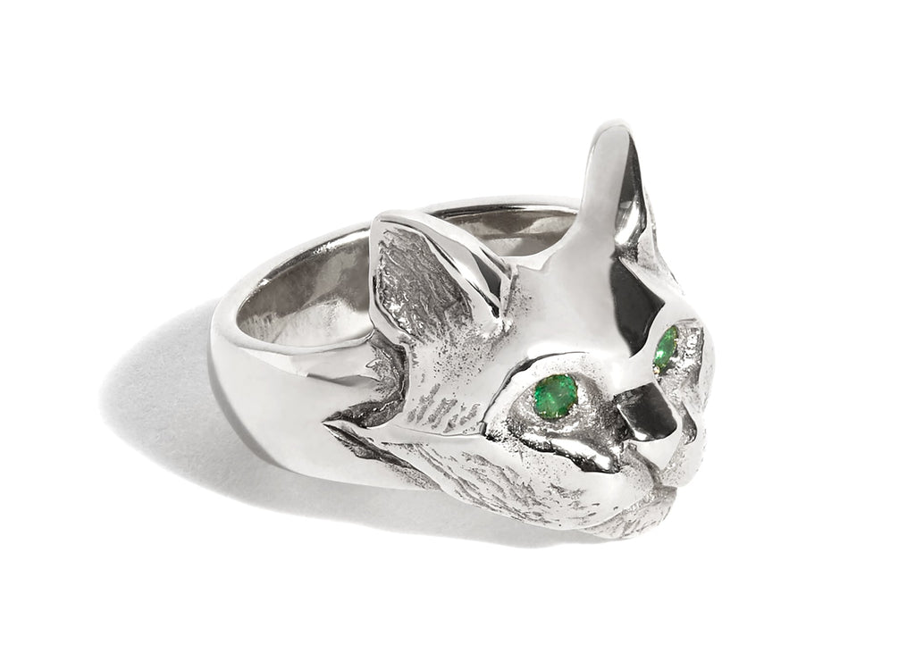Cat Ring with Emerald Eyes