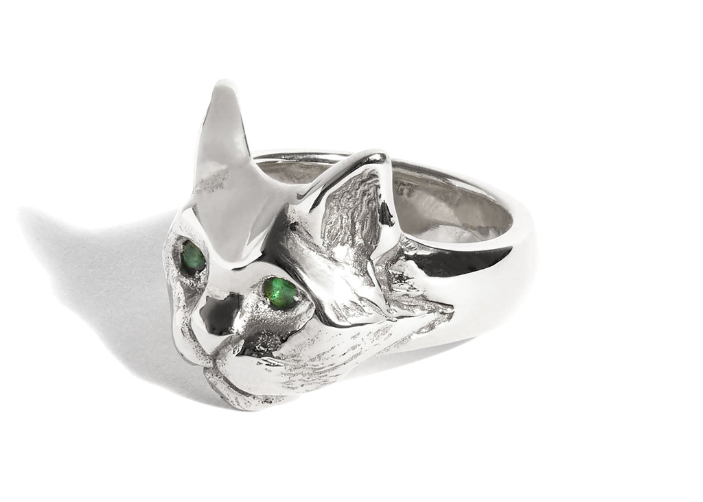 Cat Ring with Emerald Eyes