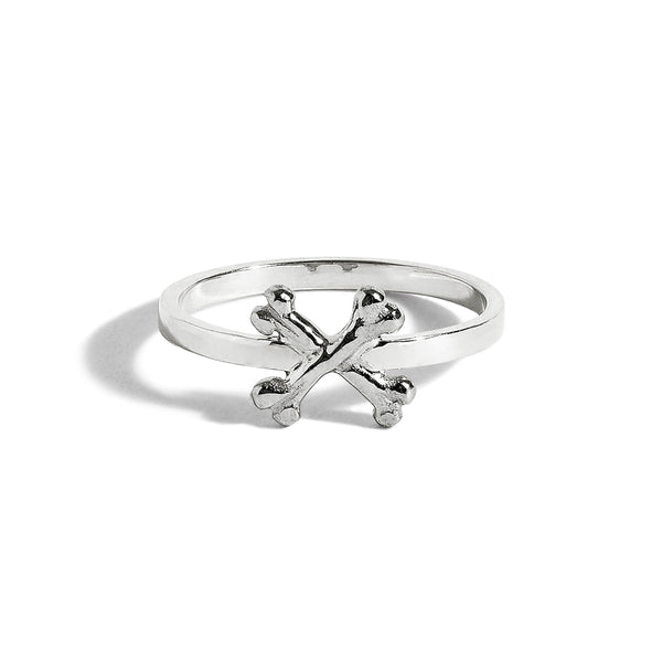 Platinum 'Cross My Heart' Crossbones Stacking Band