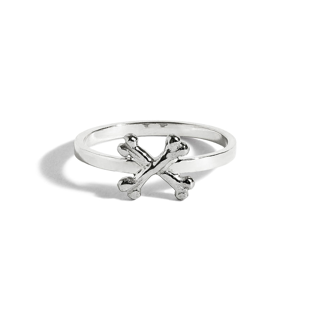 Platinum 'Cross My Heart' Crossbones Stacking Band