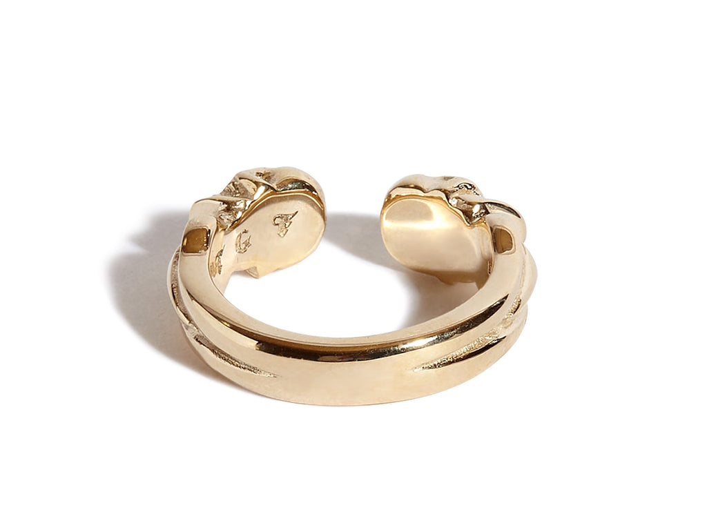 Solid 9ct Gold Double Headed Open Skull Band
