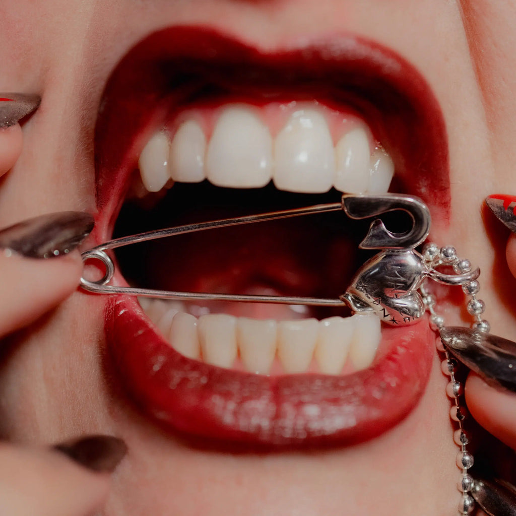 TGF x Emily Malice Heart Safety Pin Pendant &amp; Chain