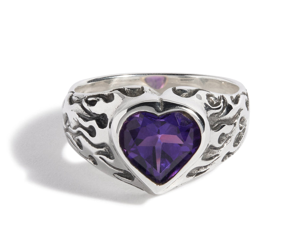 Flaming Heart Gem Ring