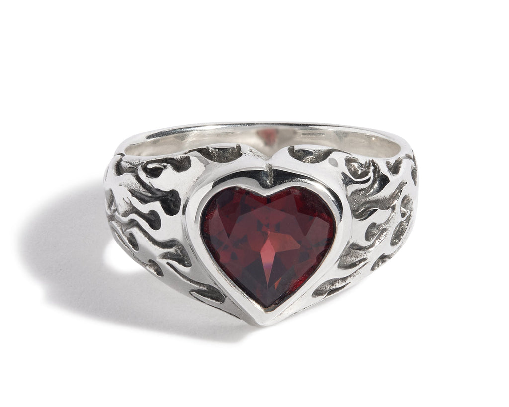 Flaming Heart Gem Ring