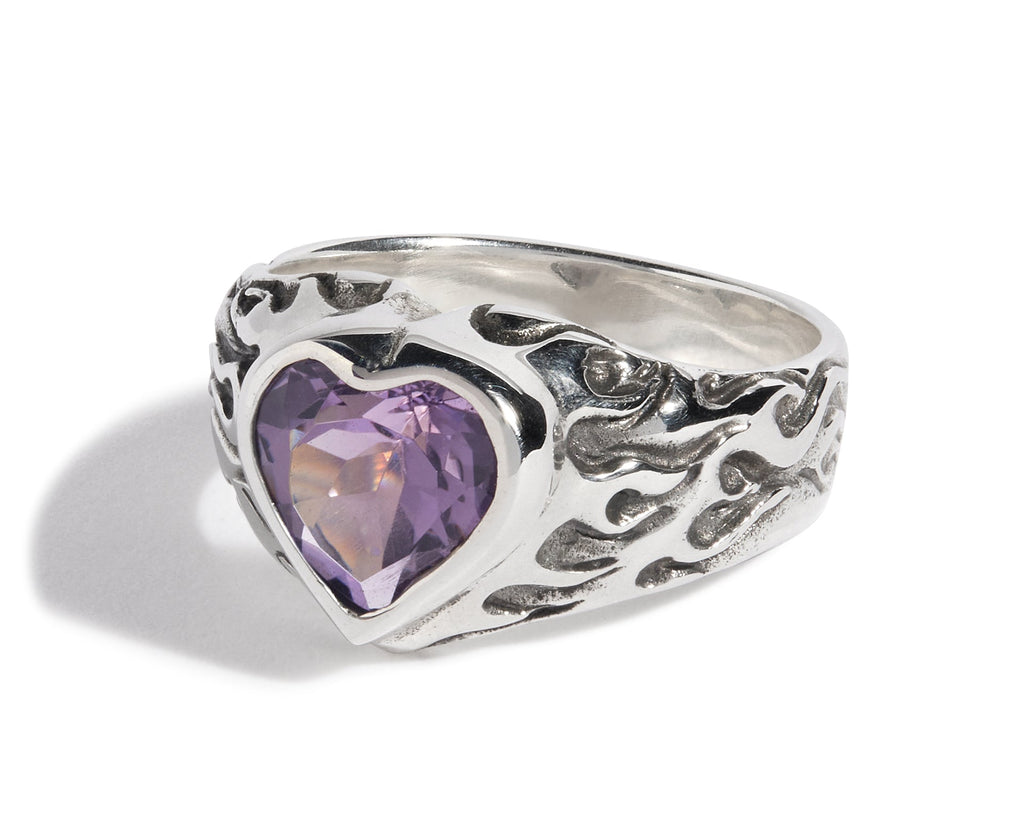 Flaming Heart Gem Ring