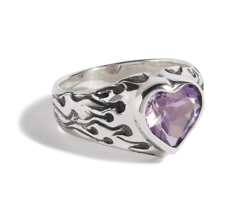 Flaming Heart Gem Ring