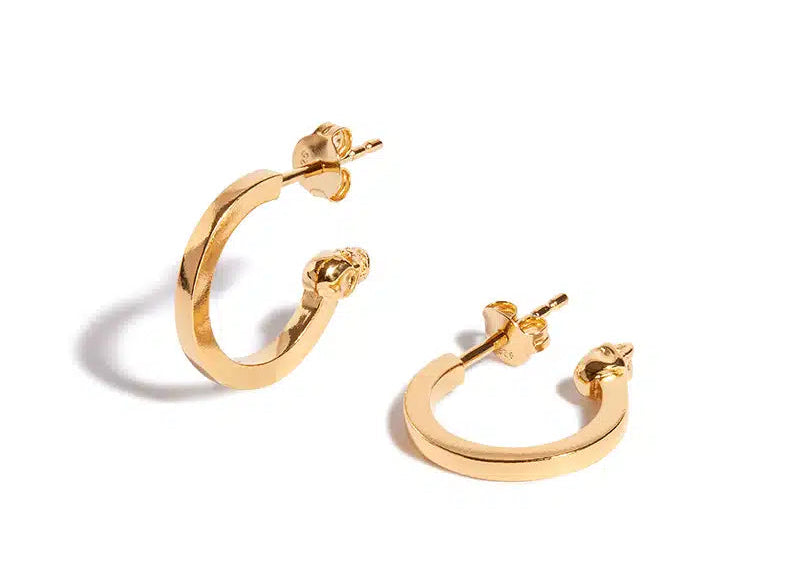 18ct Gold Plated Flat Skull Hoop (Single)