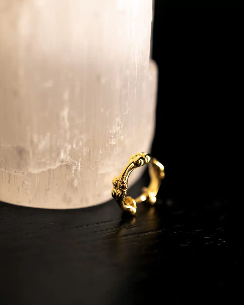 18ct Gold Plated Micro Bones Hoop (Single)