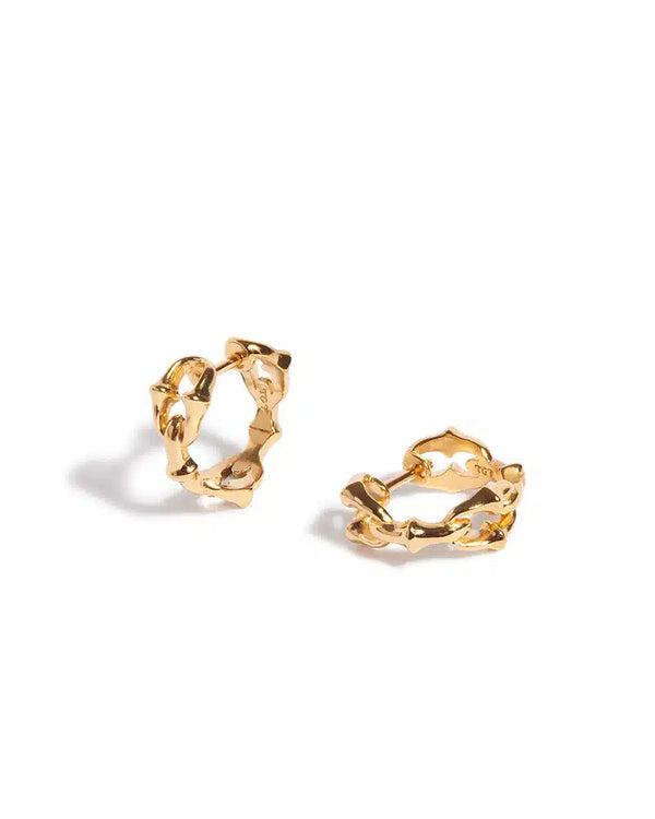 18ct Gold Plated Lock Down Hoop (Single)