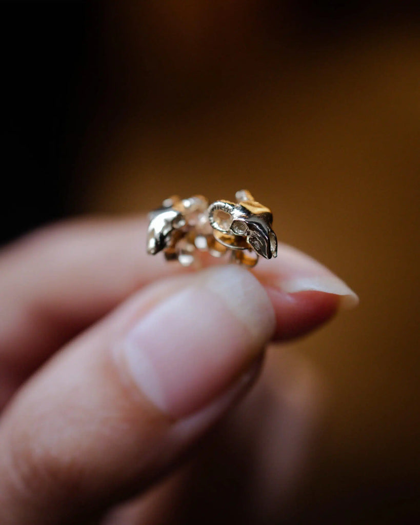 9ct Gold Ram Skull Stud (not pair)