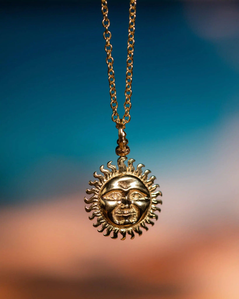 Solid 9ct Gold Sun and Moon Pendant