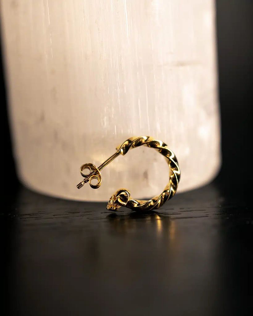 18ct Gold Plated Twisted Skull Hoop