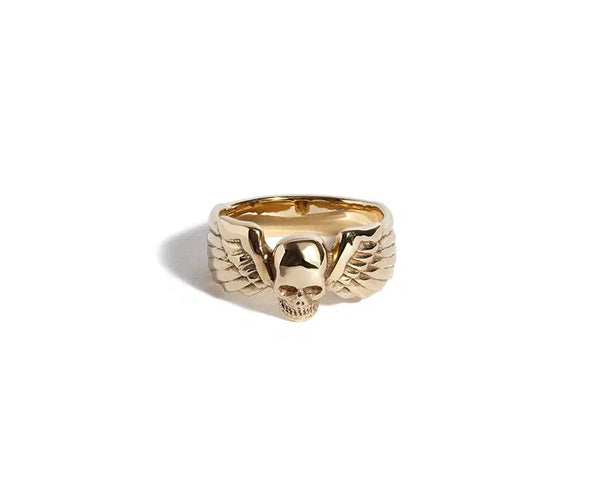 9ct Gold Small Winged Skull Ring
