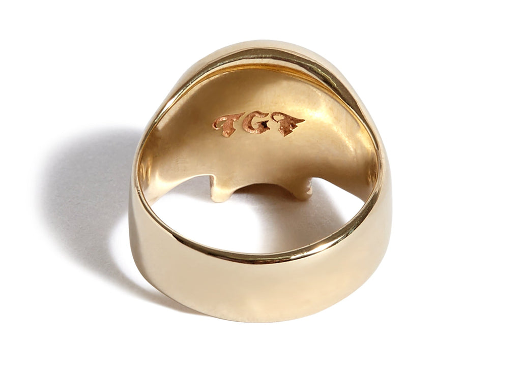 9ct Gold Smallest Evil Skull Ring with Ruby Eyes