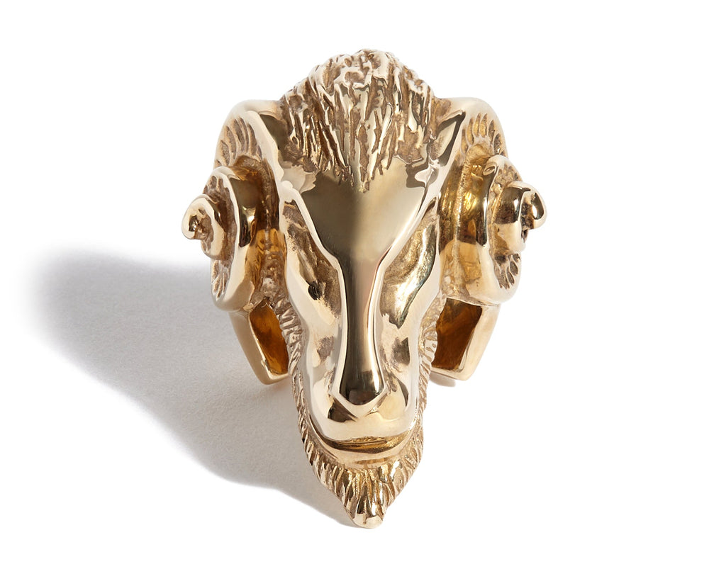 Solid 9ct Gold Ancient Goat Ring