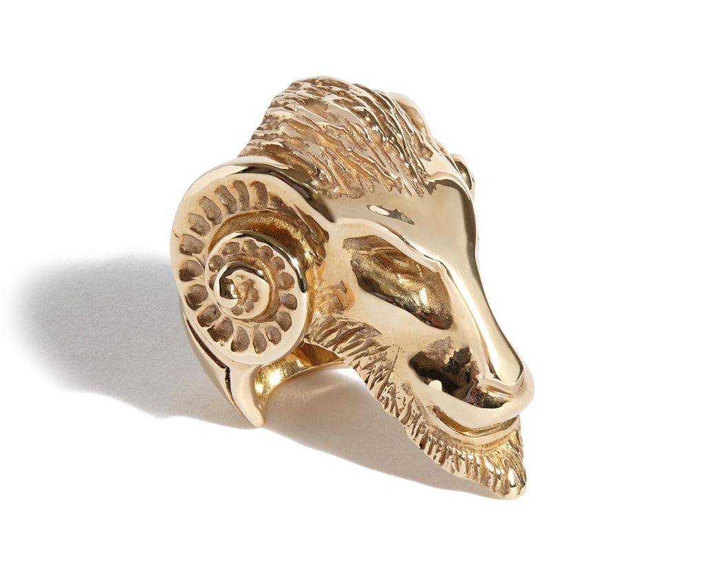 Solid 9ct Gold Ancient Goat Ring