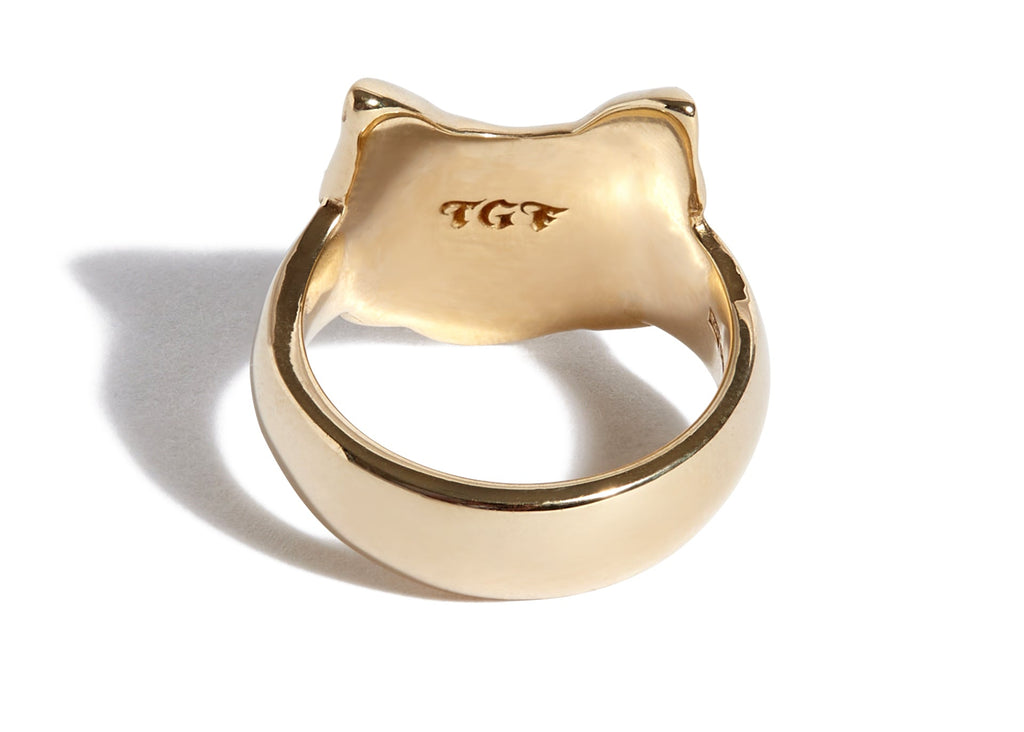 Solid 9ct Gold Cat Ring