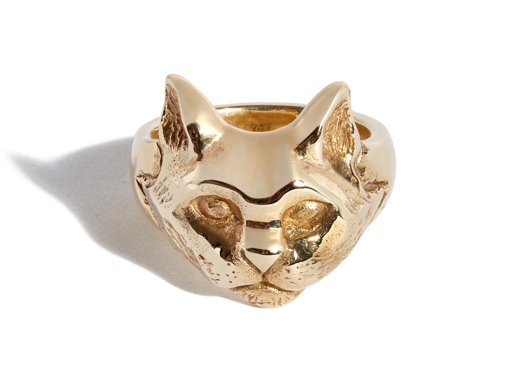 Solid 9ct Gold Cat Ring