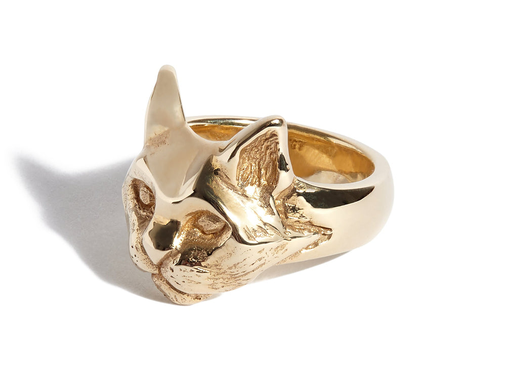 Solid 9ct Gold Cat Ring