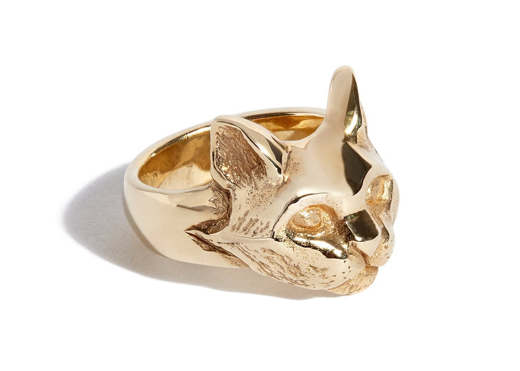 Solid 9ct Gold Cat Ring