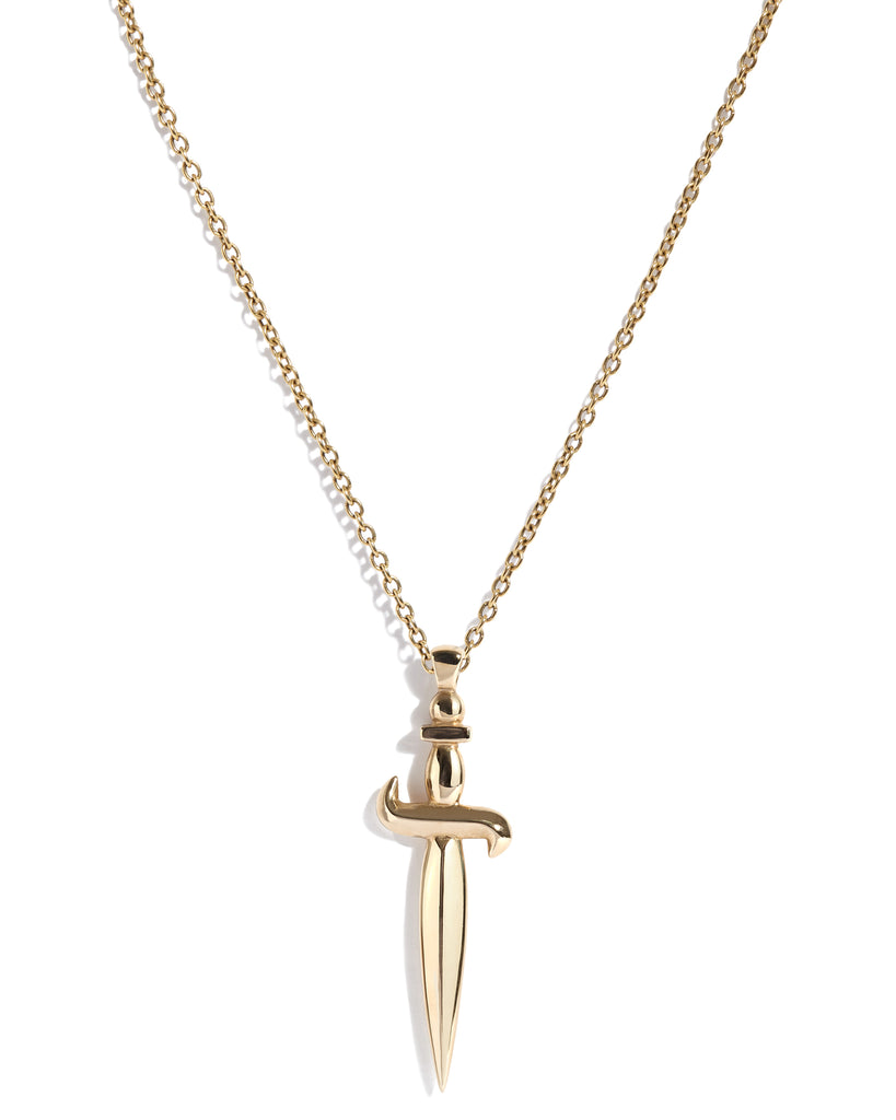 Solid 9ct Gold Plain Dagger Pendant