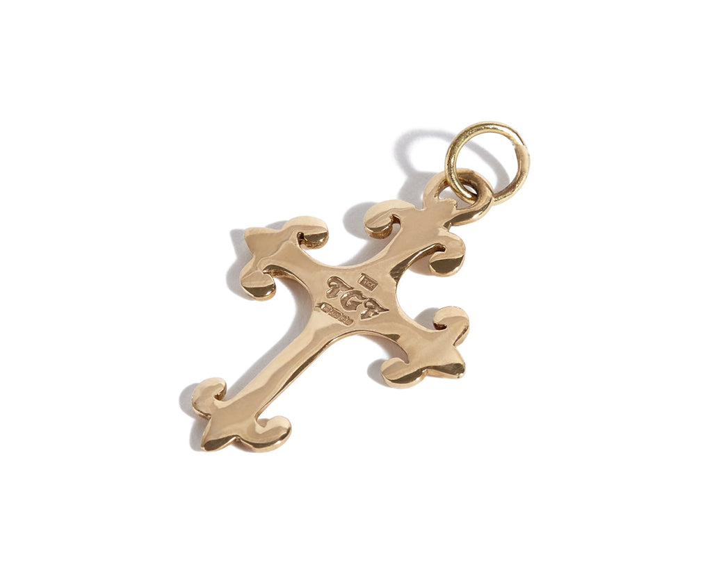 Solid 9ct Gold Small Cross with Fleur de Lis