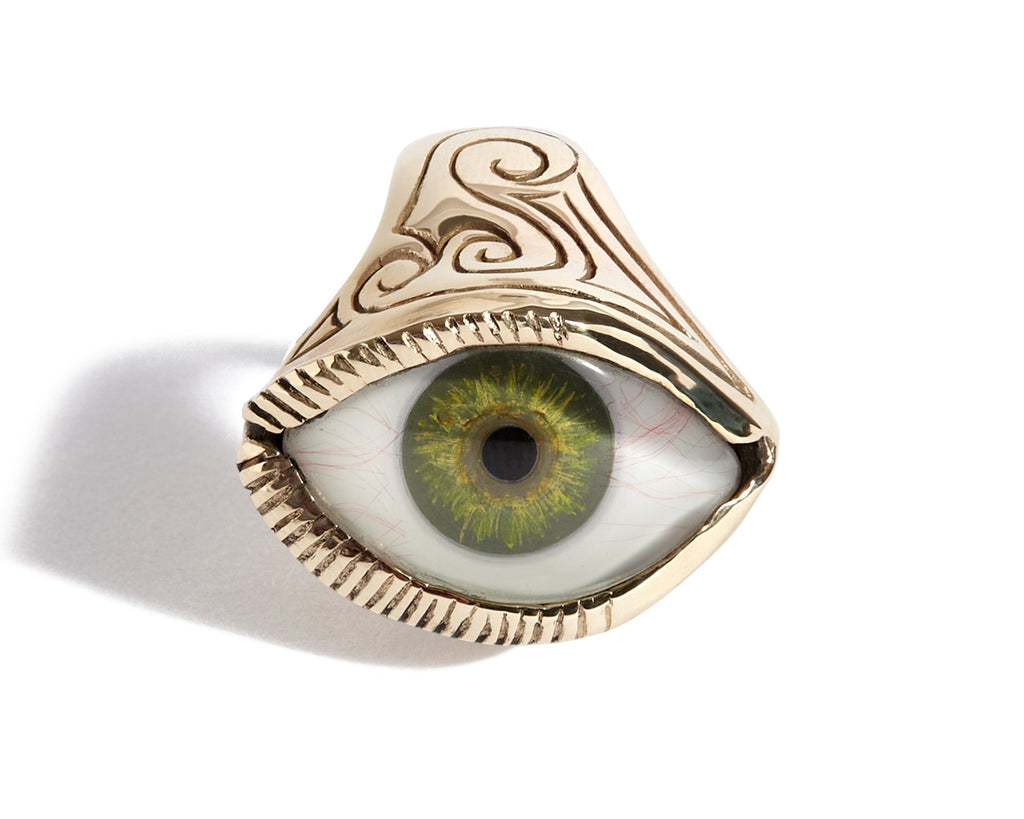 Solid 9ct Gold Engraved Eye Ring