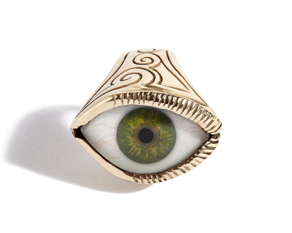 Solid 9ct Gold Engraved Eye Ring