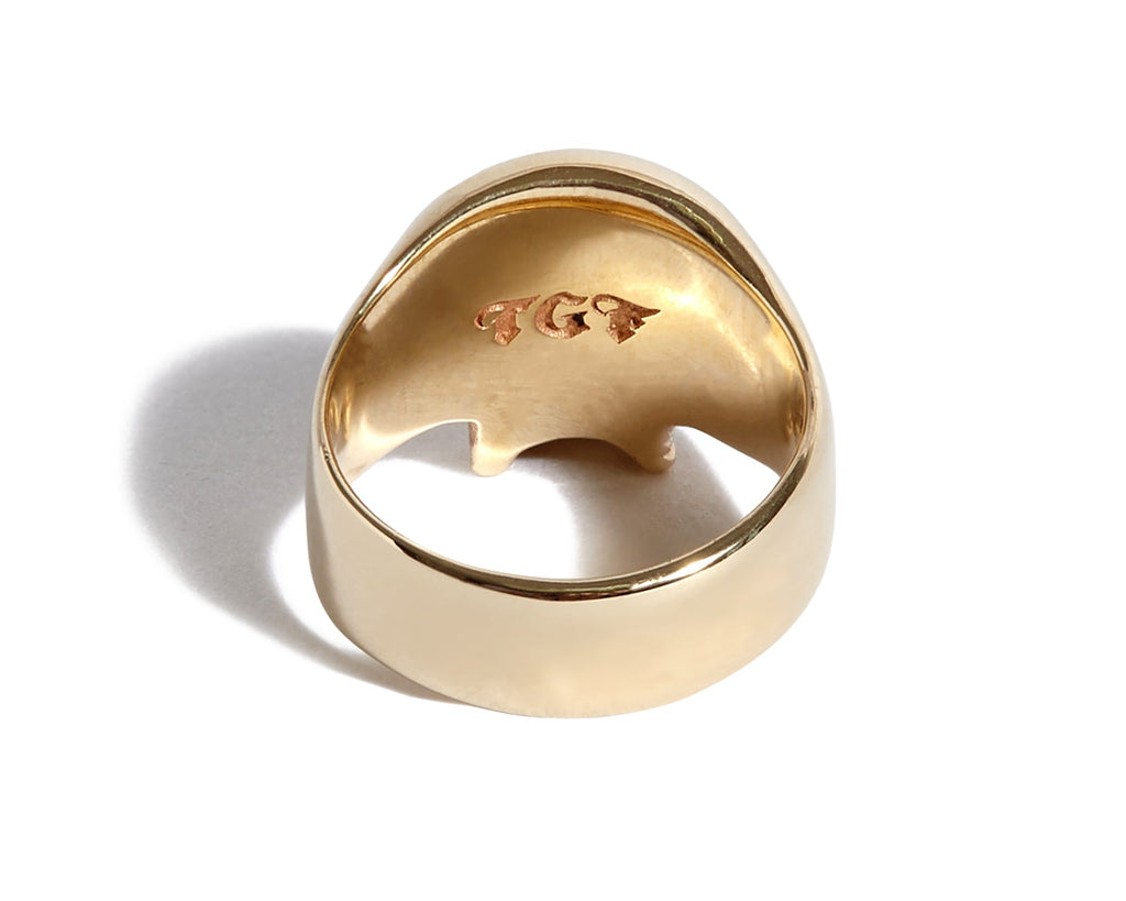 Solid 9ct Gold Smallest Evil Skull Ring with Diamond Eyes