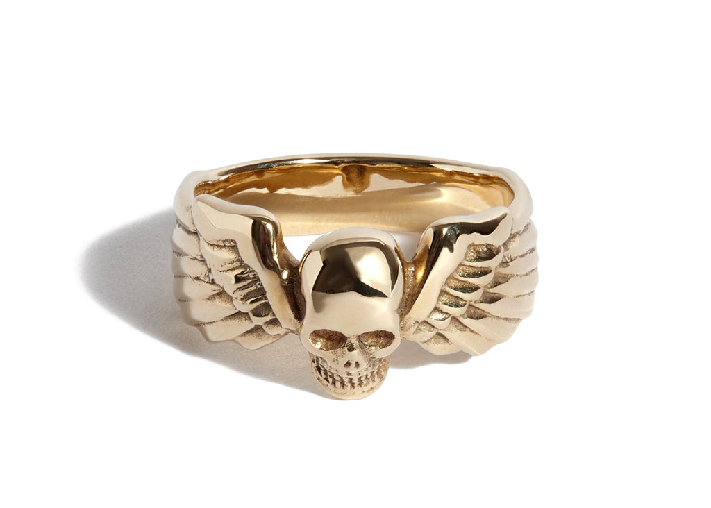 9ct Gold Small Winged Skull Ring