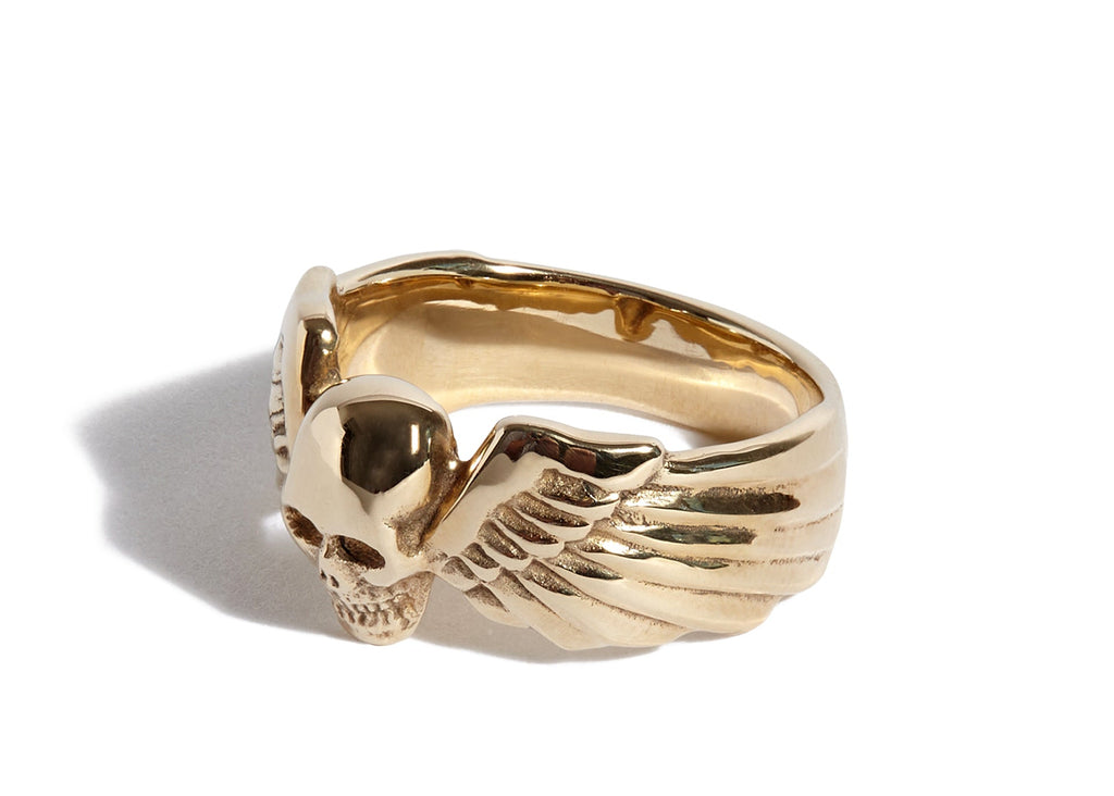 9ct Gold Small Winged Skull Ring