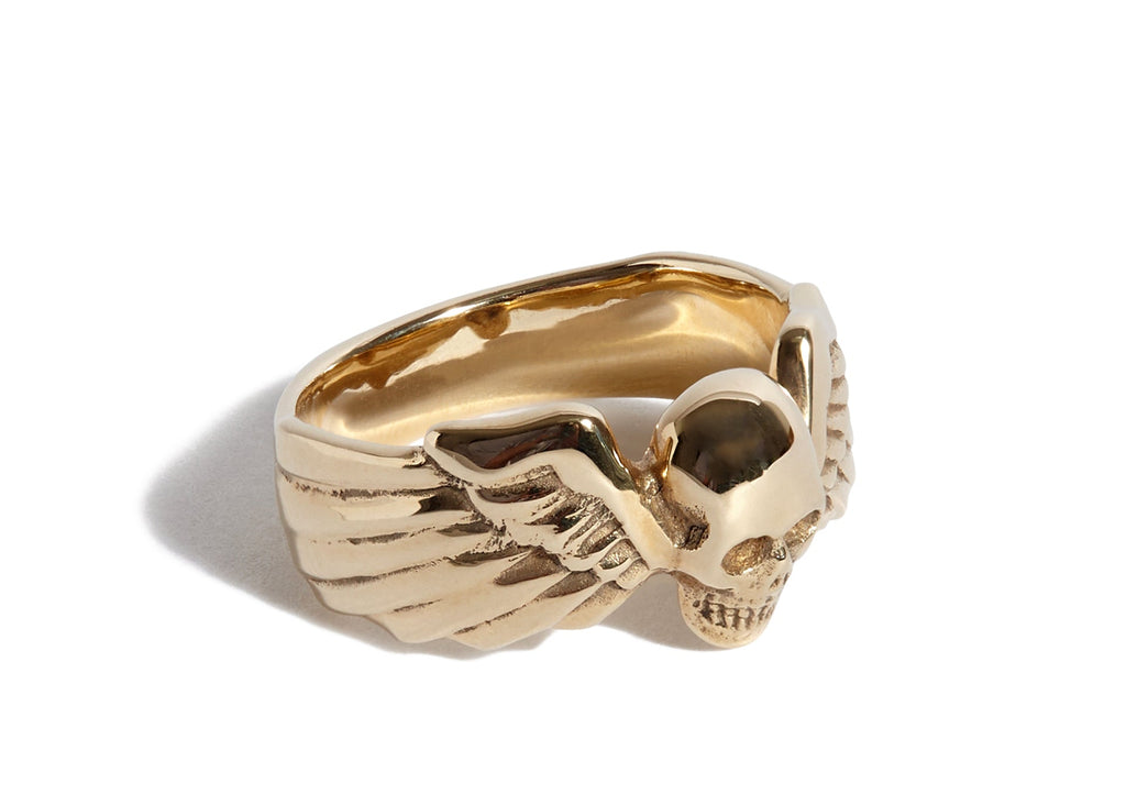 9ct Gold Small Winged Skull Ring
