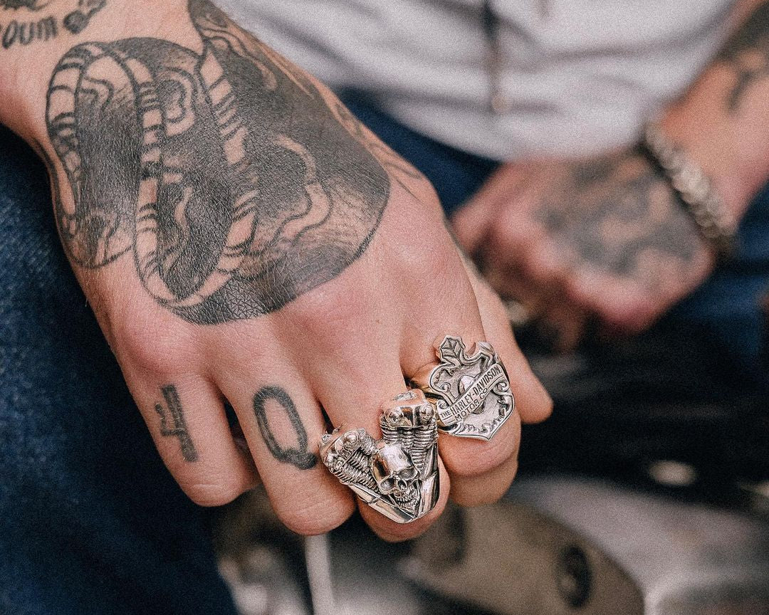 Inspired by emblems and engines. Two original ring designs in collaboration w...