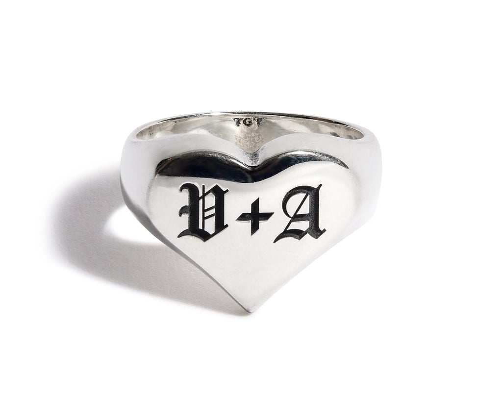 Engraved Solid Heart Ring