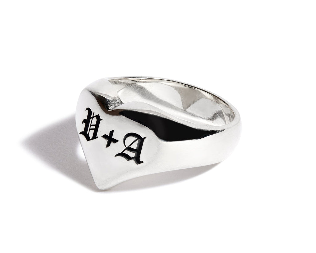 Engraved Solid Heart Ring