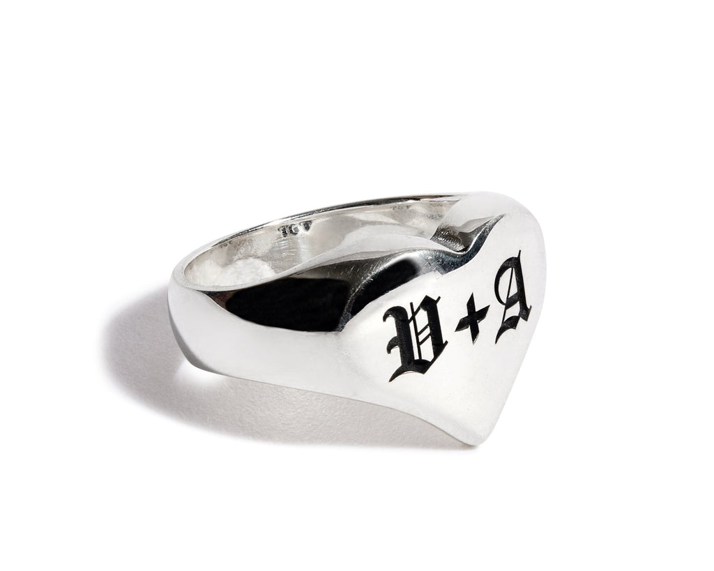 Engraved Solid Heart Ring